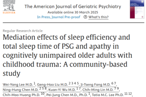 本中心研究團隊最新成果發表於《The American Journal of Geriatric Psychiatry》期刊！