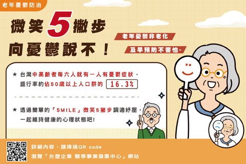 老年憂鬱防治-微笑5撇步 向憂鬱說不！